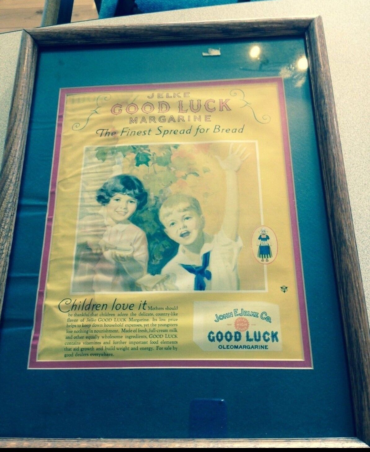 FRAMED ADVERTISING MAGAZINE PRINT FOR GOOD LUCK OLEOMARGARINE