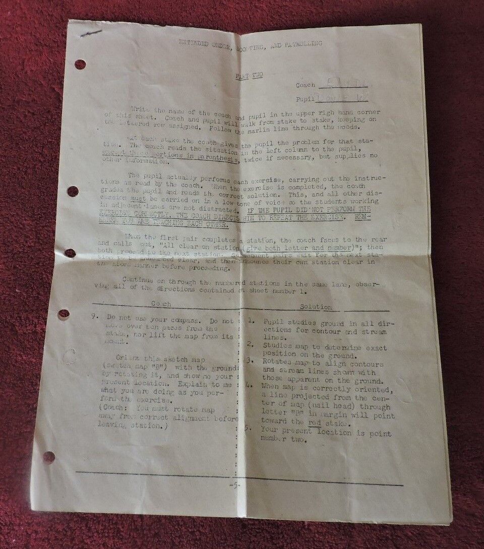 WWII (1942) Military Training Documents: Patrolling & Orienteering, Etc.