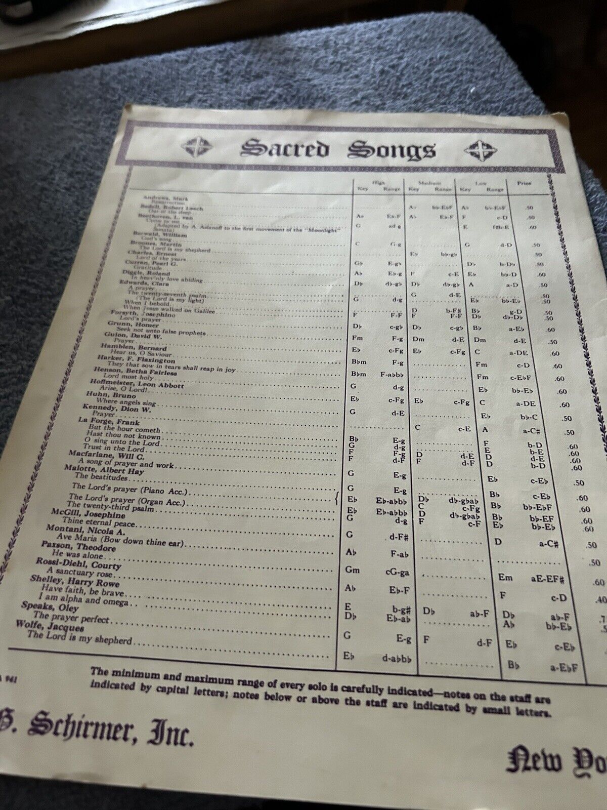 SHEET MUSIC: SELECTED SACRED SONGS WITH PIANO OR ORGAN