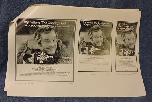 Movie Memorabilia: The Goodbye Girl Movie Thearter Advertisements