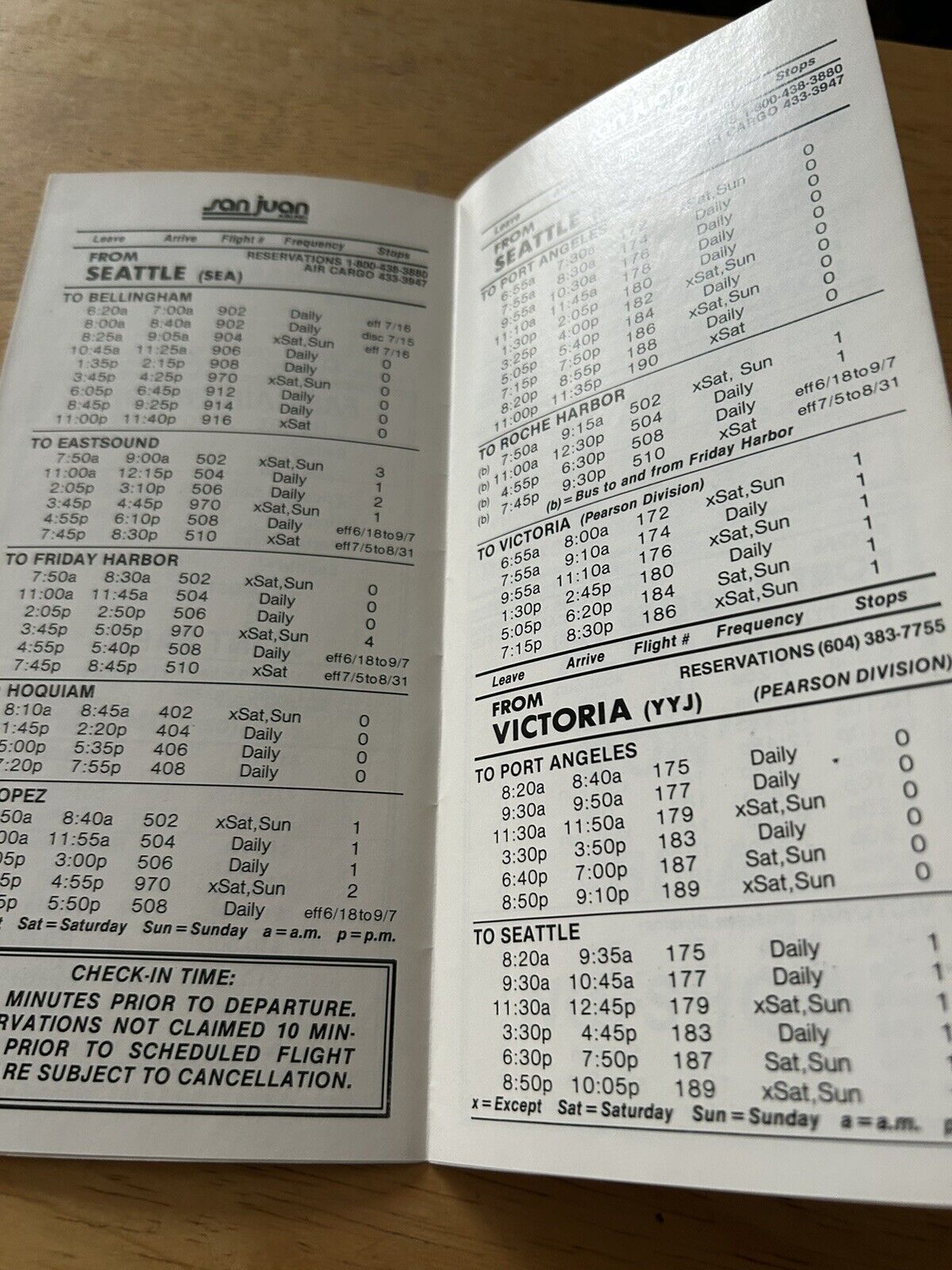 SAN JUAN AIRLINES SYSTEM TIMETABLE JUNE 18,1984