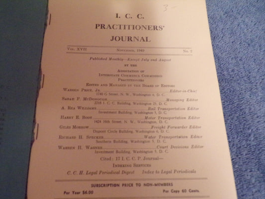 Vintage I. C. C. Practitioners' Journal (1949 Printing)