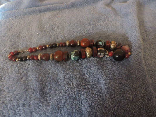 Brown Beaded Necklace-10 inch