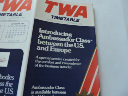 TWA TIMETABLE AUGUST 1-SEPTEMBER 3. 1980