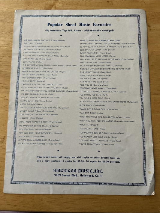 Cool Water Words and Music By Bob Nolan Sheet Music