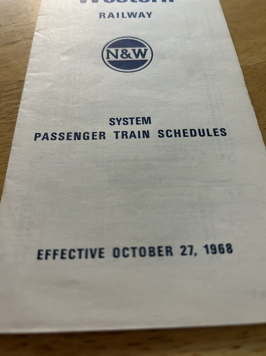 NORFOLK & WESTERN RAILWAY PASSENGER TRAIN SCHEDULES OCTOBER 27, 1968
