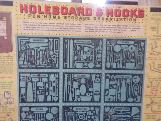 Holeboard & Hooks For Home Storage Organization Guide Poster Created by GM 1955
