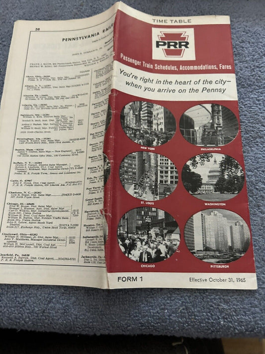RAILROAD TIMETABLE: PRR OCTOBER 31, 1965