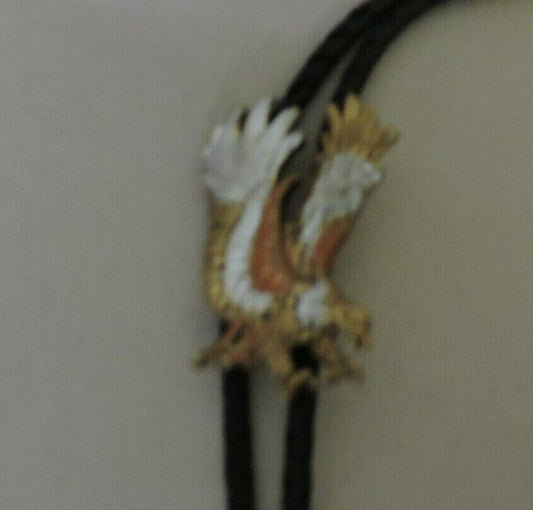 Bolo Tie: Gold and Silver Eagle with Black Bolo String