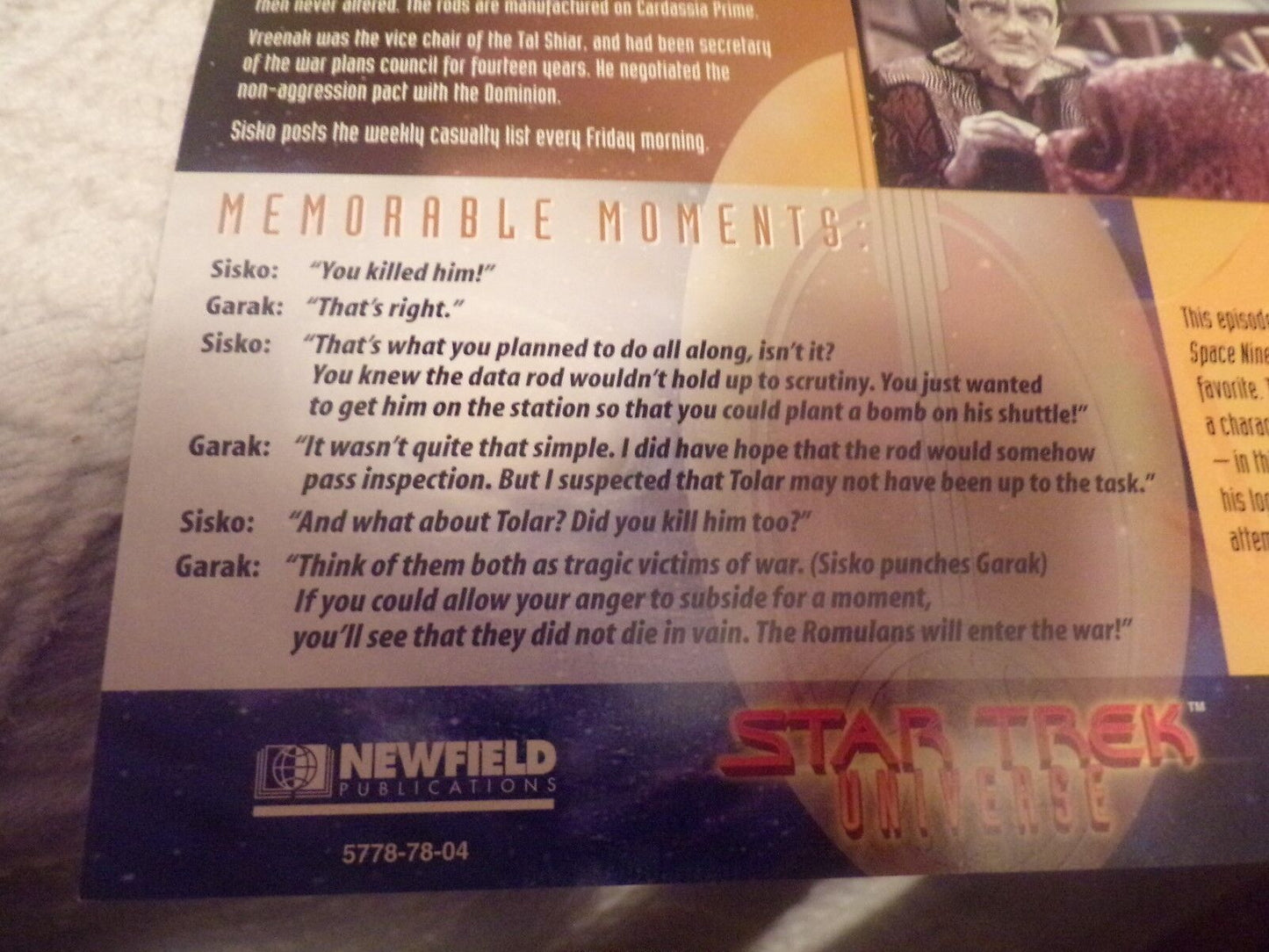 Star Trek: Deep Space Nine Movie Cards Size: 7 1/4" X 9 3/4"