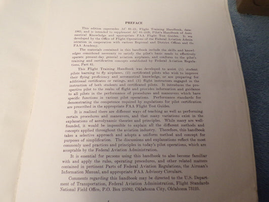 U.S. Department of Transportation Flight Training Handbook (Revised 1980)
