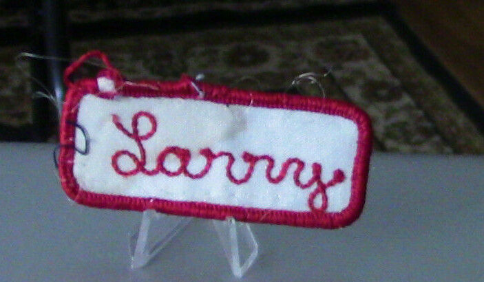 Uniform, Name Patch:LARRY (White Background/Red Outline & Letters)