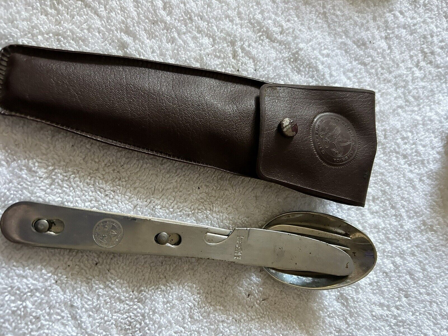 BOY SCOUT STERLING SILVER 3 PIECE FULL SIZE UTENSIL SET WITH CASE (7 INCH)