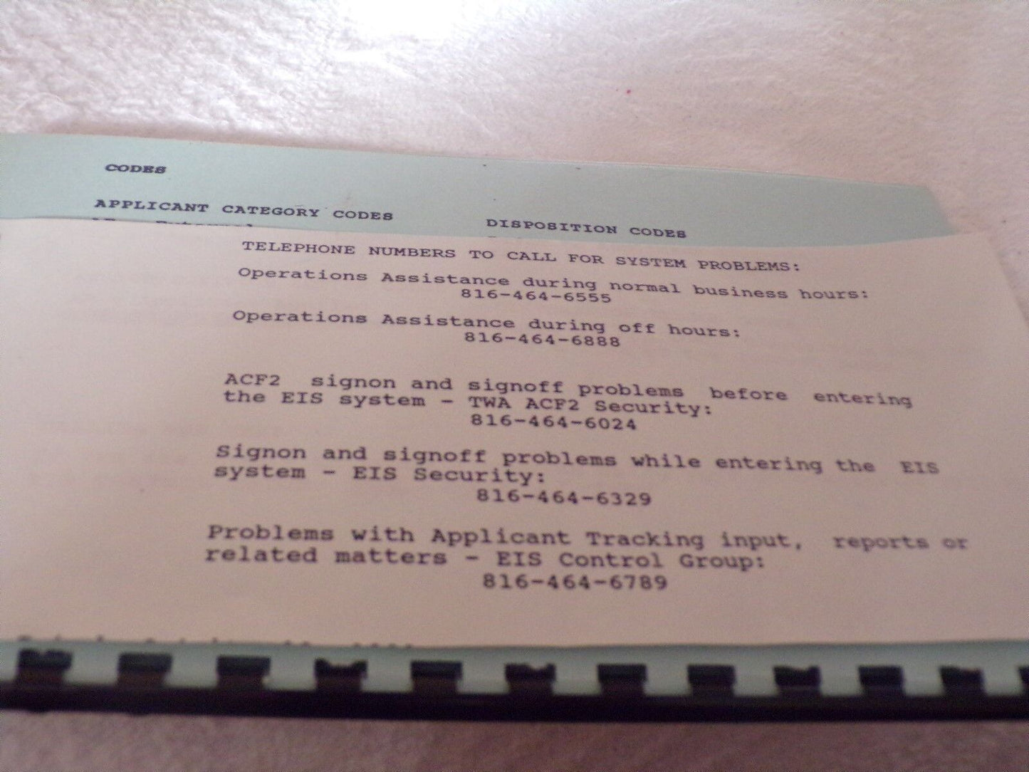TWA Memorabilia: TWA Applicant Tracking Quick Reference - March, 1988