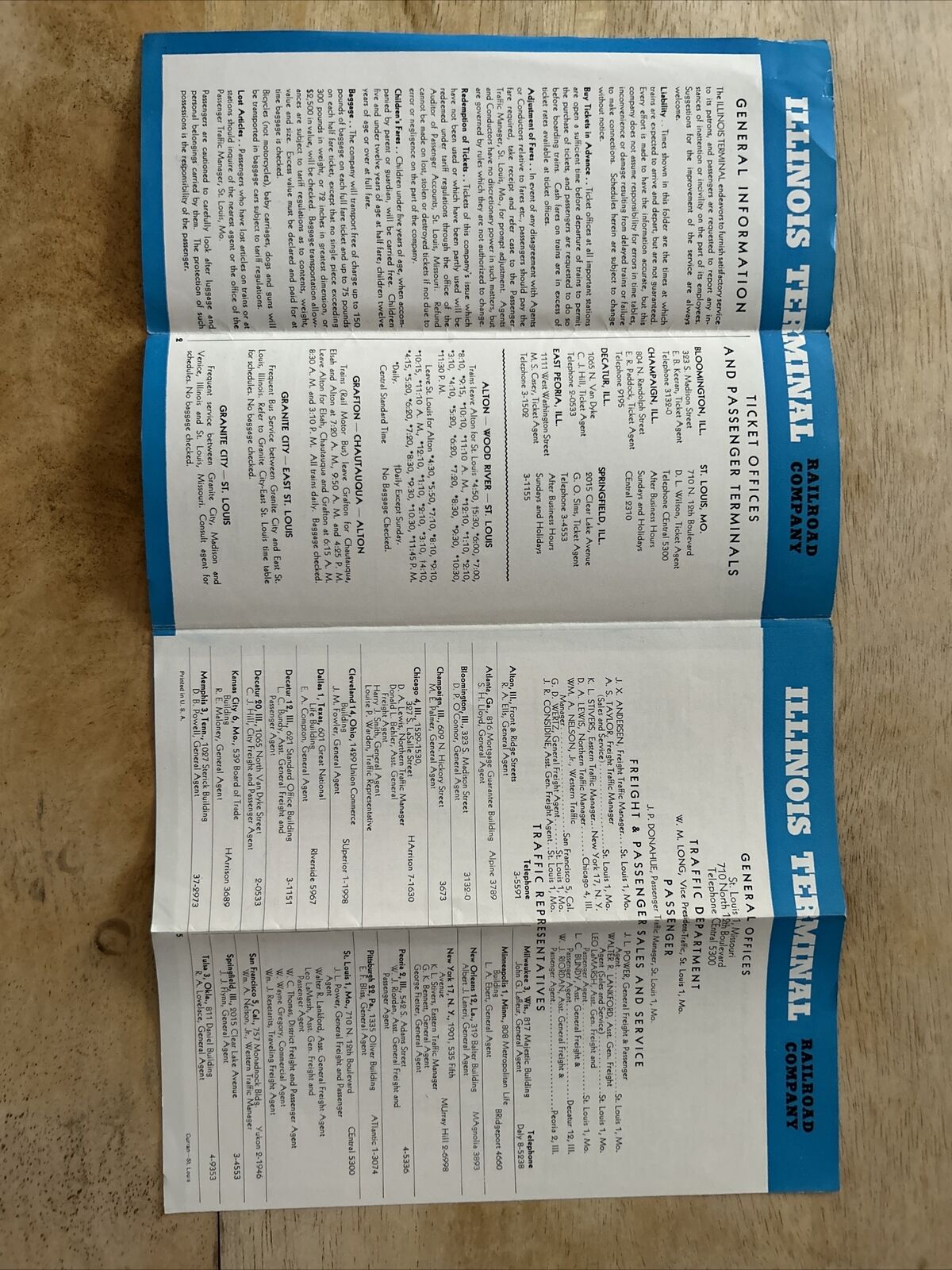 Illinois Terminal Time Table April 27, 1952