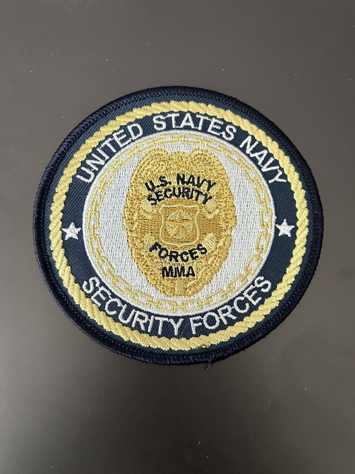 U S NAVY SECURITY FORCES UNIFORM PATCH (MMA) 4 " ROUND