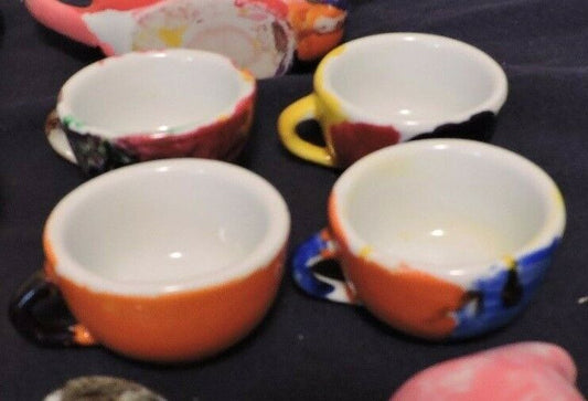 17pc Hand Painted Glass Tea Set