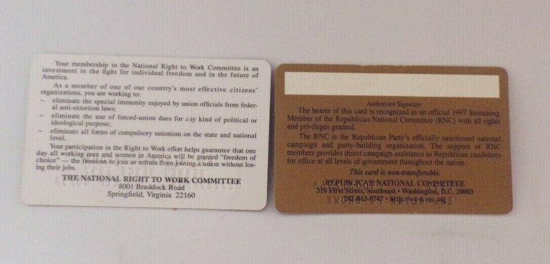 Set of Republican Party Membership Cards