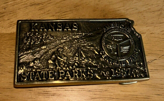Belt Buckle Solid Brass: Kansas State Parks 1987 No. 381 of 1000