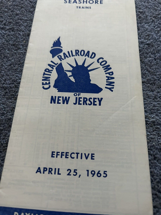 RAILROAD TIMETABLE: SEASHORE TRAINS: JERSEY CENTRAL LINES APRIL 25, 1965