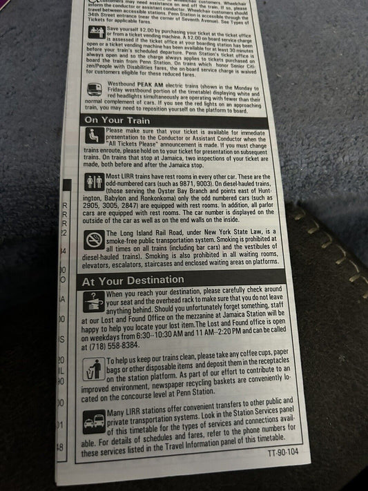 TIMETABLE: LONG ISLAND RAIL ROAD: LONG BEACH 9/19-11/13, 1994