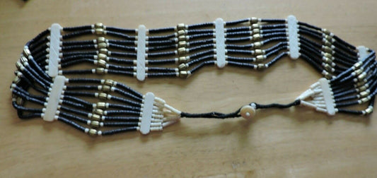 Pawnee Tribe Artist Created : Beaded Belt (32 INCHES Long) Brown and Tan
