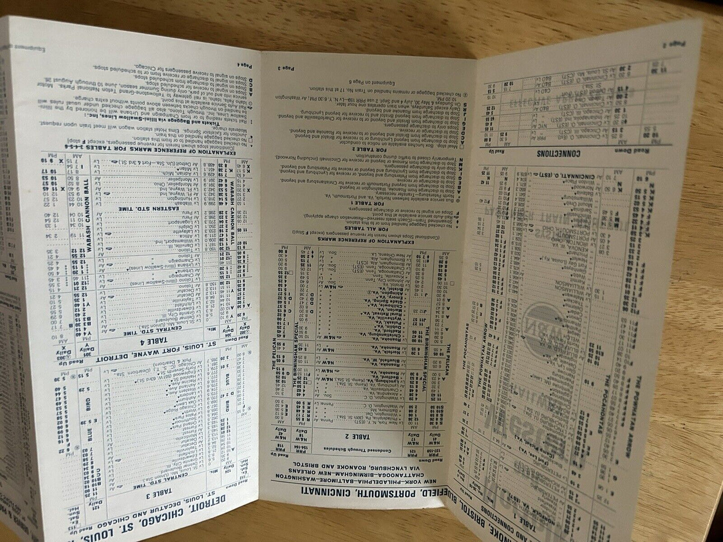 RAILROAD TIMETABLE: NORFOLK & WESTERN RAILWAY TIME TABLE APRIL 28, 1968