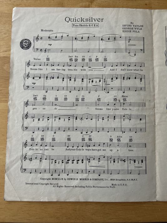 Quicksilver Sheet Music 1949