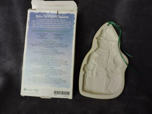 1997 Longaberger Pottery Chilly Snowman Cookie Mold Snow Friends Series- NIB