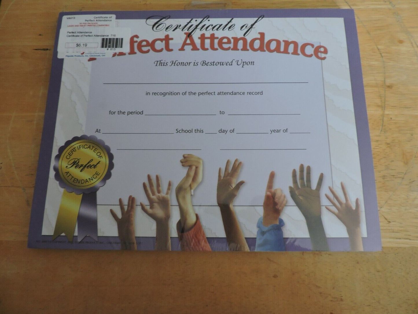 Perfect Attendance Certificate--NEW Pack of 30