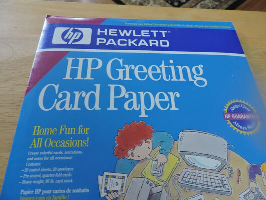 HP GREETING CARD PAPER HOME, FUN FOR ALL OCCASIONS! NEW PACKAGE OF 20 COLORED S