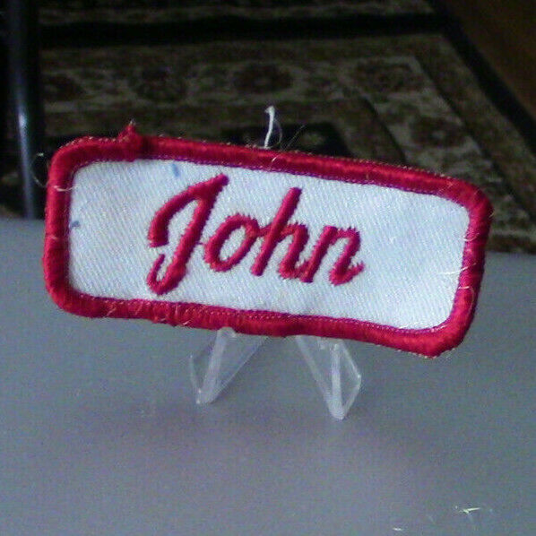 Uniform, Name Patch:JOHN (White Background/Red Outline & Letters)
