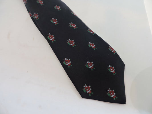 Black Background/Colorful Santa Clause Noel Brand Christmas Neck Tie
