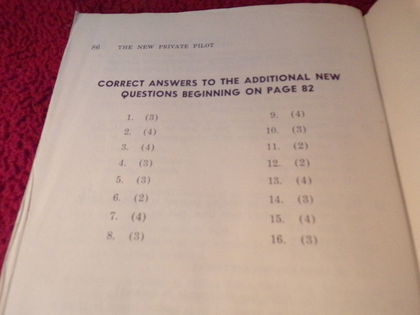 Typical Cross-Country Written Examinations for the Private Pilot Rating