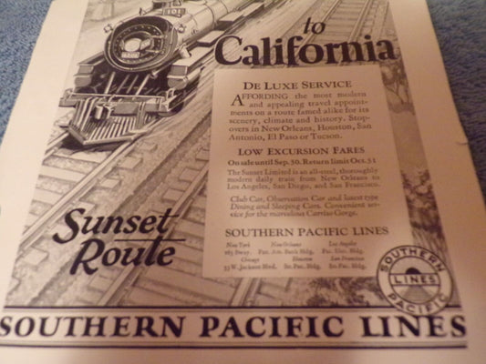 1926-Southern Pacific Lines Advertisement Sheet (From National Geographic)