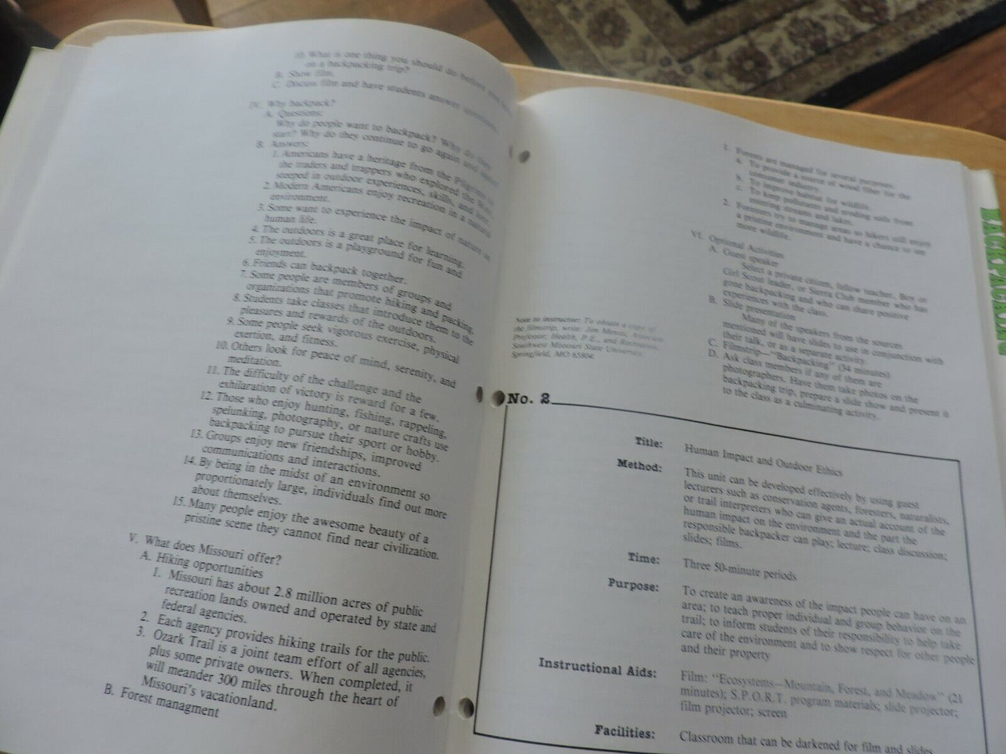 BACKPACKING OUTDOOR LIVING SKILLS SERIES 1984