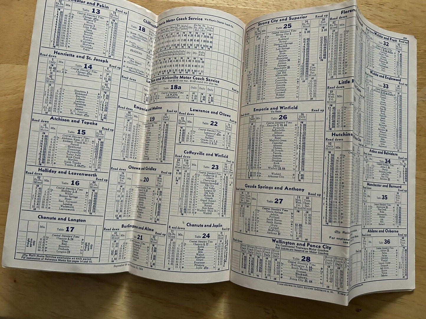 SANTE FE TIMETABLE SEPTEMBER -DECEMBER 1954--TICKET AGENT EDITION
