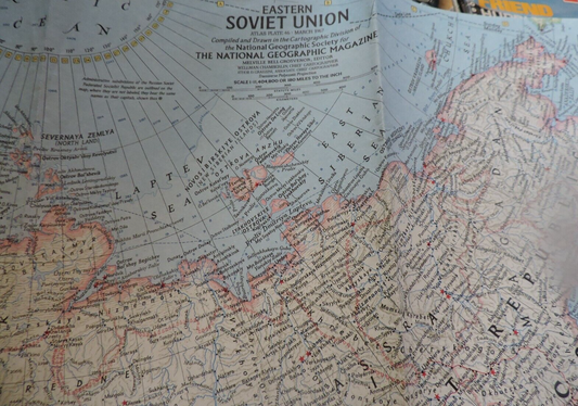 NATIONAL GEOGRAPHIC SOCIETY MAP OF THE EASTERN SOVIET UNION 1967