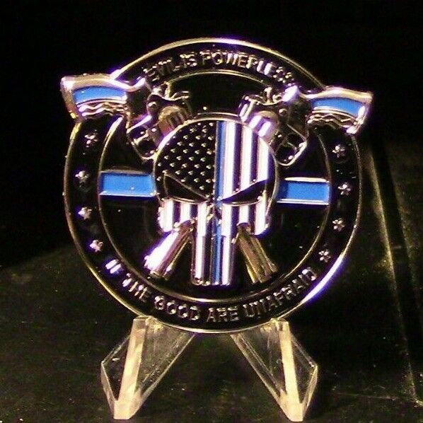 Thin Blue Line, To Protect & Serve Challenge Coin (Evil is Powerless)