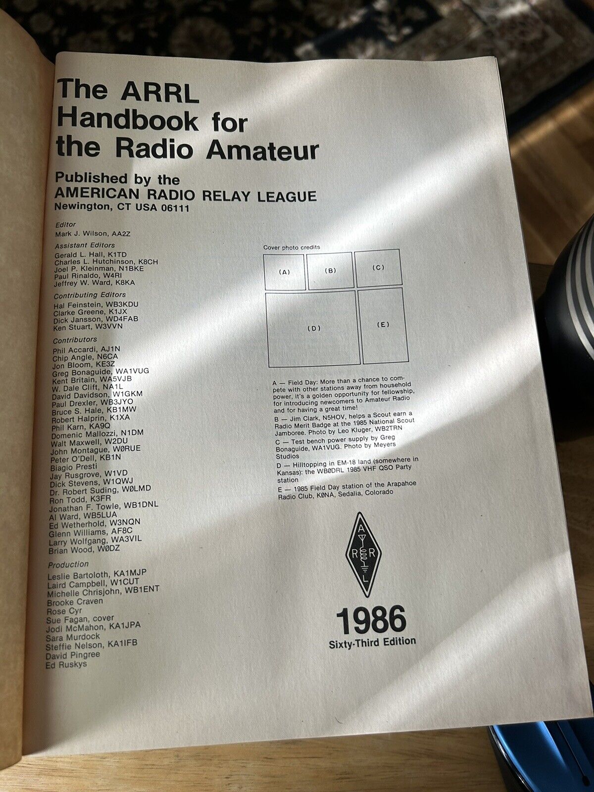 Hardcover: The 1986 ARRL Handbook for the Radio Amateur