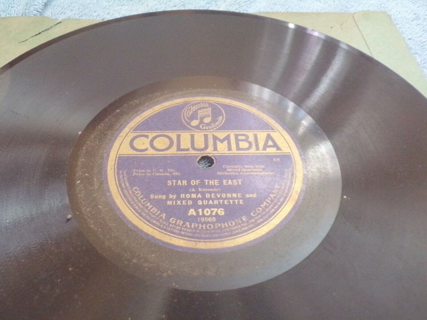 Columbia Records: "Star of the East" Record Sung by Romma Devon
