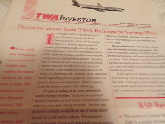 TWA Investor - Winter 1999, Issue 8