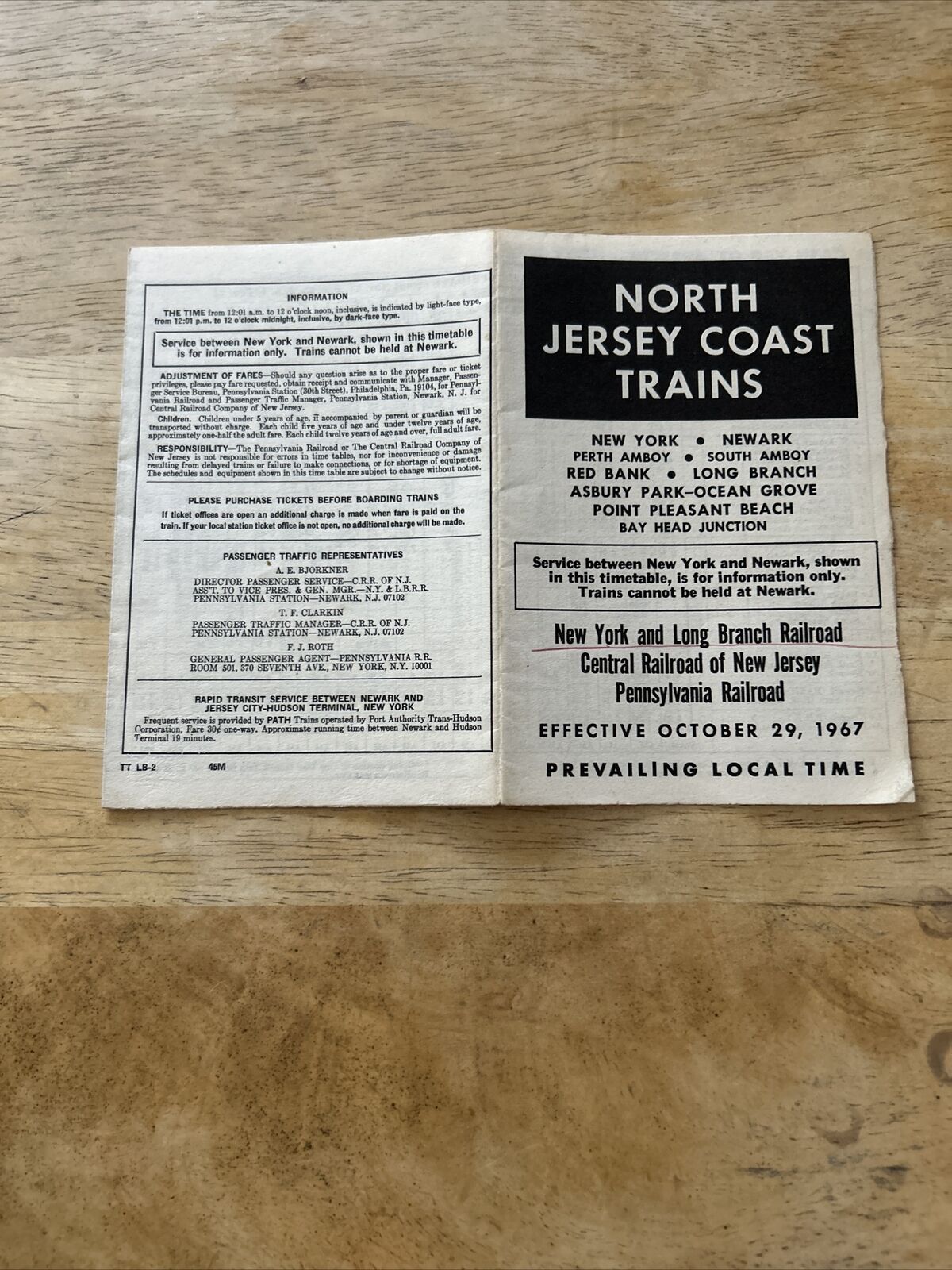 North Jersey Coast Trains Time Table Oct 29 1967