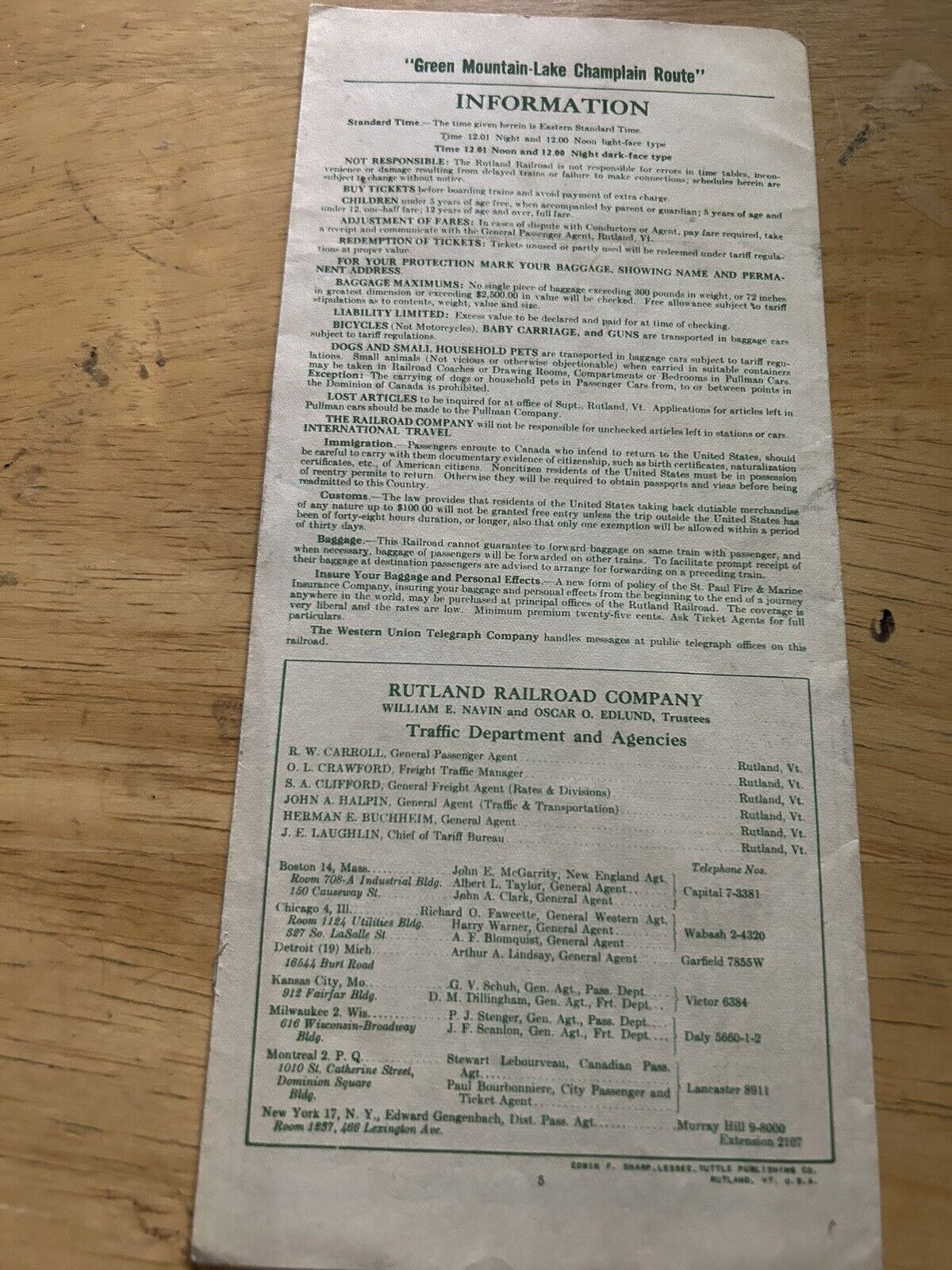 RUTLAND: MONTREAL-NEW YORK-BOSTON 1949