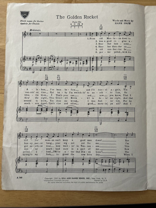 The Golden Rocket By Hank Snow Sheet Music