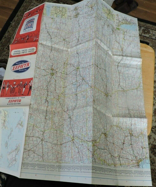 Zephyr Motor Oil Gasoline Central and Western United States Map 1971