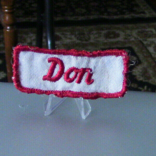 Uniform, Name Patch:DON (White Background/Red Outline & Letters)