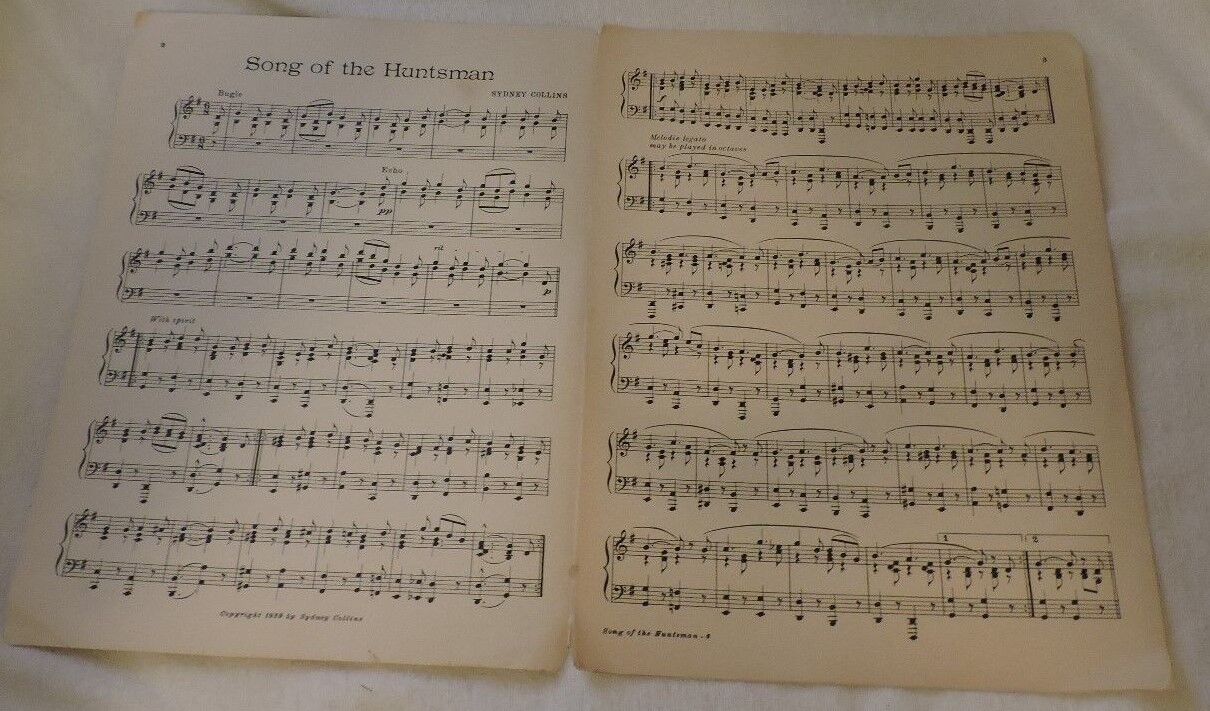 Vintage (1939) Piano Sheet Music: Song of the Huntsman By Sydney Collins