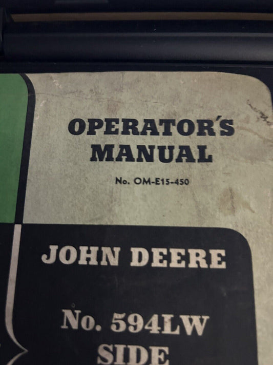 Original John Deere Model 594LW Side Delivery Rake Operator's Manual OM-E15-450