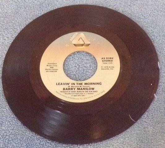Barry Manilow Record 45 RPM-Leavin In The Morning/Somewhere In The Night